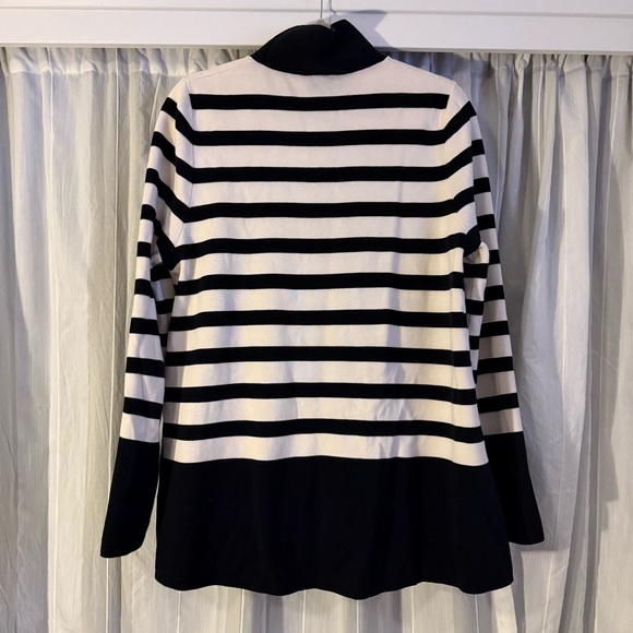 COS OVERSIZED STRIPED TURTLENECK SWEATER BLACK CREAM 100% COTTON MINIMALIST KNIT - Picture 3 of 10